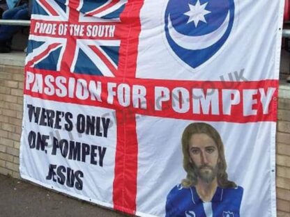 Portsmouth FC Passion for Pompey Only one Pompey Jesus 8ft x 6ft football flag