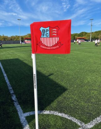 custom printed double sided corner flag in stadium