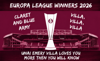 Aston Villa Europa League Winners A4 Hand waving Flag - A4 (Pack of 5)