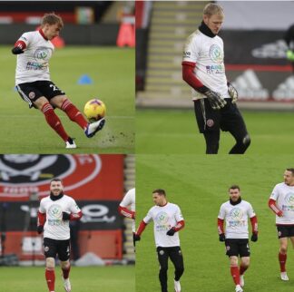 Football players wearing custom printed promotional T-Shirts