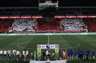Fire retardant plastic film sheets used for a football stadium display
