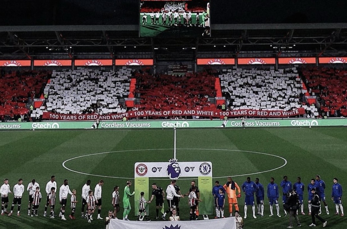 Fire retardant plastic film sheets used for a football stadium display