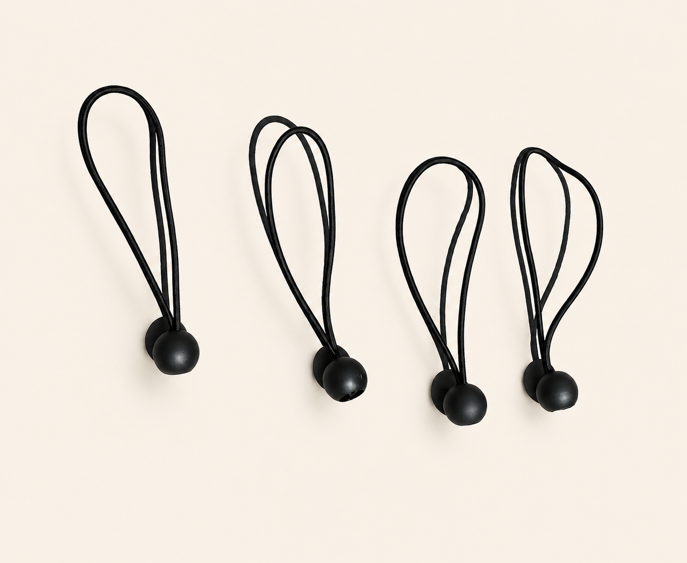 Black flag bungee balls pack of 4 for securing football flags and banners to railings and fences.