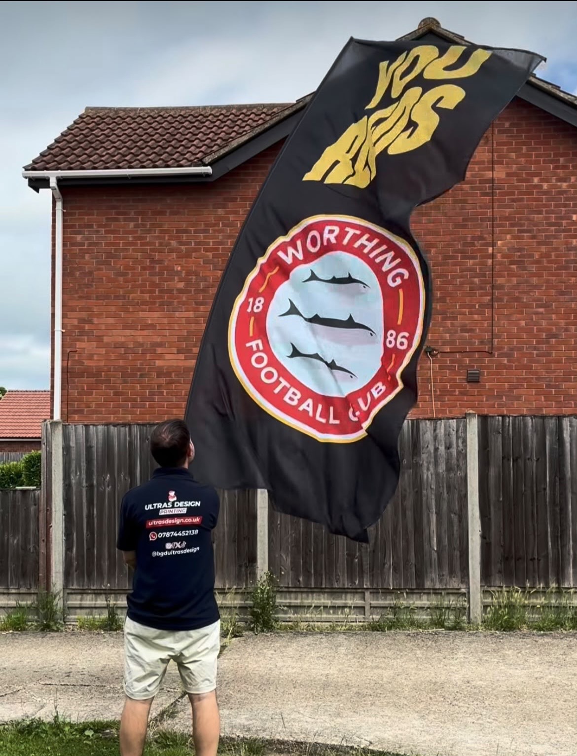Large custom football handheld flag fir supporters and fan groups.