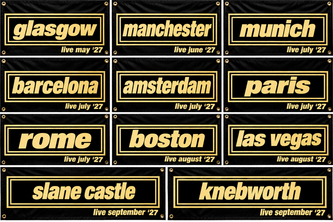Oasis 2027 Gig Venue Flag - Gold & Black
