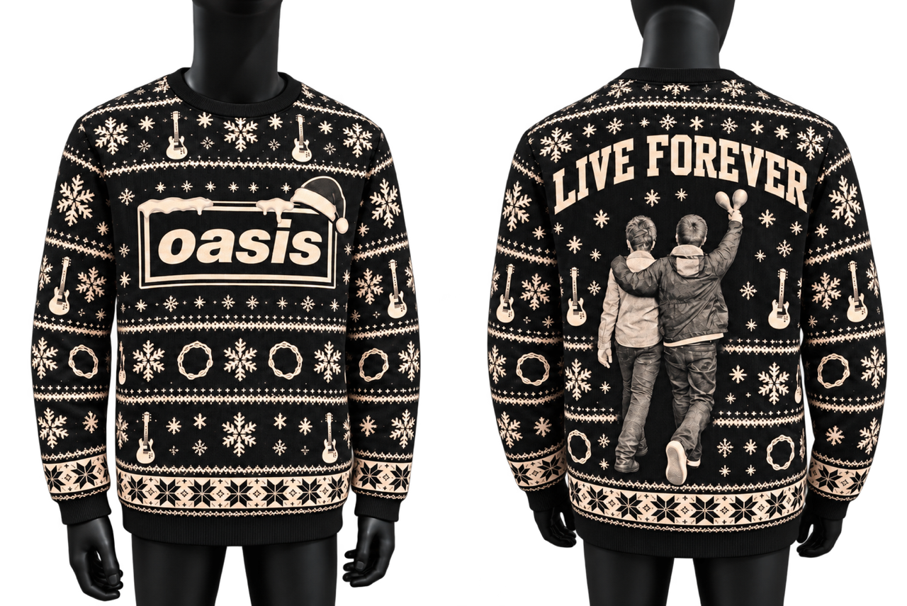Oasis Inspired 'Live Forever' Christmas Jumper